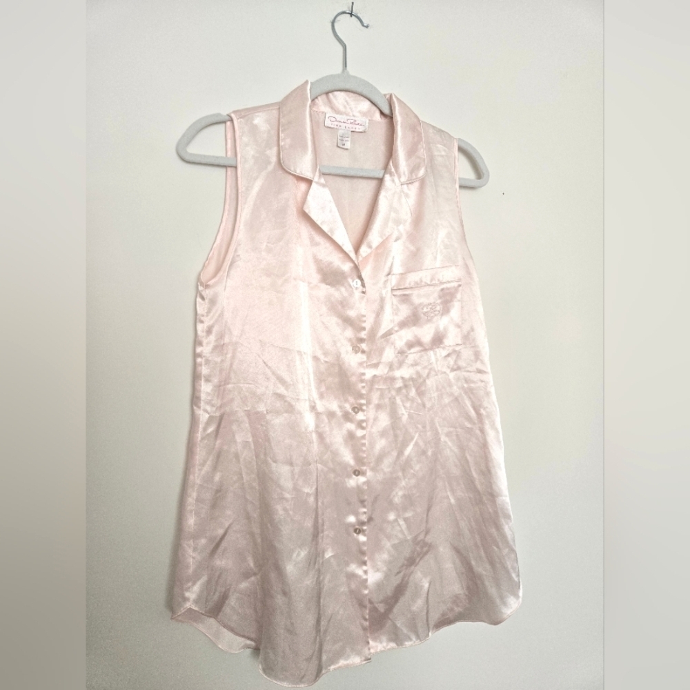Oscar De Larenta vintage button up sleeveless blush pink nightshirt | Size M